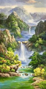 Id 731 Size 80x160cm 33 X63 Inch 100 Hand Made Oil Painting Decoration Murals Art Home Decor W Chinese Landscape Painting Landscape Paintings Waterfall Art