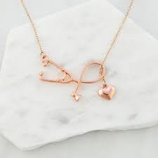 The original stethoscope necklace ™. Sweetheart Nurse Stethoscope Necklace In Rose Gold Hardtofind