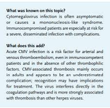 Exercise tolerance testing in a prospective cohort of adolescents with chronic fatigue syndrome and recovered controls following infectious mononucleosis / katz b.z., boas s. Article Cytomegalovirus Associated Thrombosis Full Text July 2018 Njm