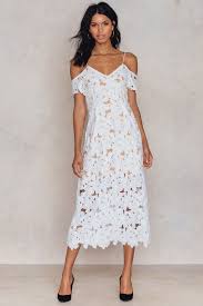 This sleeveless dress is a holiday and summer essential. Cold Shoulder Crochet Midi Dress White Na Kd Com
