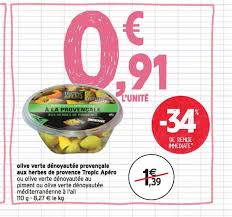 Offre Olive Verte Denoyautee Provencale Aux Herbes De Provence Tropic Apero 34 De Remise Immediate Chez Intermarche Hyper