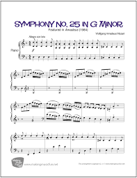 Symphony No 25 In G Minor Mozart Sheet Music For Piano Digital Print Http Makingmusicfun Net Htm F Printit F Easy Piano Sheet Music Mozart Sheet Music