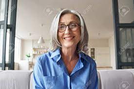 Smiling Mature Older Woman Looking At Camera, Webcam Headshot. Stock Photo,  Picture and Royalty Free Image. Image 156897347.