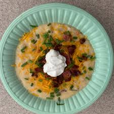 The phrase loaded potato soup refers to the soup being 'loaded' up with all the toppings you would find on a baked potato. Baked Potato Soup Iii Recipe Allrecipes