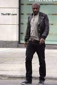 Leather Jacket Grey Shirt Brown Belt Black Pants Black Shoes Idris Elba Well Dressed Men Idris Elba