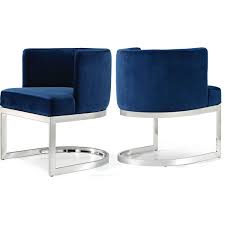 Meridian Furniture 734navy C Gianna Dining Chair Navy Blue Velvet On Chrome Base Velvet Dining Chairs Dining Chairs Upholstered Dining Chairs