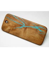 I use a foam brush to apply several coats of the sealer but spray the final coats on. Turquoise Inlay Mesquite Wood Cutting Board Bread Board