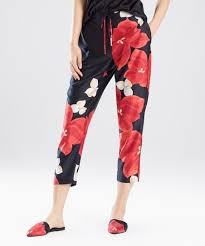 Natori Black Floral Ginza Pajama Pants Women