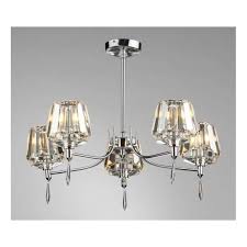 Lamp shades, glass lamp shades and silk replacement. Dar Lighting Sel0550 Selina 5 Light Semi Flush Ceiling Fitting In Polished Chrome Finish With Crystal Glass Shades Castlegate Lights