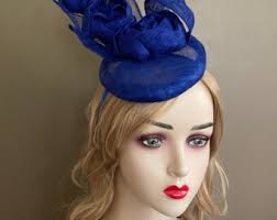 Royal Blue Kentucky Derby Fascinator: Pink Feather Race Hat