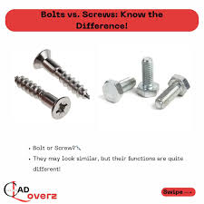 🔩 Bolts vs. Screws – Know the Difference! 🛠 Ever wondered when to use a bolt  vs. a screw? Here's a quick breakdown: ✓ Bolts: Heavy-duty, used with nuts.  ✓ Screws: Self-threading,