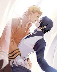 black hair blonde hair boruto: naruto next generations colored  digital media (artwork) kissing loving gaze male only naruto naruto  (series) sasuke uchiha undressing uzumaki naruto yaoi 