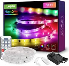 5 out of 5 stars. 50ft Magiccolor Led Strip Lights Lepro Music Sync Waterproof Rgbic Light Strip With Remote 5050 Rgb Led Lights For Bedroom Home Decoration Tv Gaming Room Party Balcony And Camping