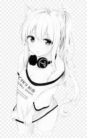 To draw one start by drawing a thick upper lash line just underneath the horizontal line you drew and on one side of the vertical line. Anime Ecchi Png Cool Anime Girl With Headphones Drawing Transparent Png Vhv