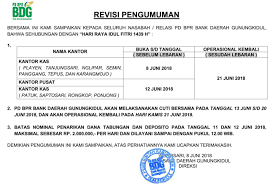 Maybe you would like to learn more about one of these? Pengumuman Libur Idul Fitri 1439 H Pt Bpr Bank Daerah Gunungkidul Perseroda