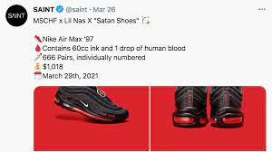 Rapper lil nas x has unveiled satan shoes, which contain human blood, and will be limited to 666 pairs that are individually numbered. T652kfhiu Stom