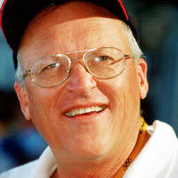 Straight on, high angle, medium shot, of Jerry Quiller, Assistant Men's  Track and Field Coach for distance runners at the 2000 Olympic games in  Sydney, Australia,