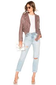 Lth Jkt Mya Cropped Biker Jacket In Lavender Revolve