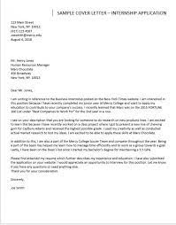 Cover Letter Sample – Internship – Career And Professional Development |  Mercy College