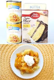 Crockpot Peach Dump Cake Recipe Just 3 Ingredients In 2020 Dump Cake Recipes Crock Pot Desserts Sweet Crepes