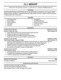 Best Adoptions Social Worker Resume Example Livecareer