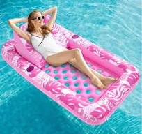 Joyfy Inflatable Pool Floats for Adults, 72" x38'' Daybed Pool Lounger  Adults with Cup Holders, Adjustable Backrest Tanning Lounger Chair, ...