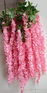 5 Pieces Wisteria Hanging Flowers Material Silk Color Light Pink Total Length 70 Inches Flower Wisteria Paper Flower Garlands Paper Flowers Hanging Flowers