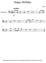 Score,sheet music single sheet music by traditional: Trombone Happy Birthday Sheet Music 8notes Com