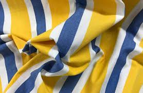 Scroll through the photos (numbers are below the picture) to see the coordinates to this pattern. Yellow Blue And White Striped Fabric The Stripes Company Uk