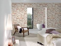 The feature wallpapered wall, while. Livingwalls Wallpaper Stone Cottage 3d Black Grey Orange Red 369291
