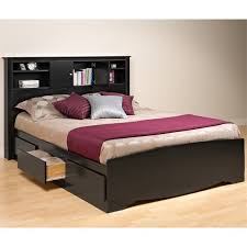 Bookcase platform storage bed made from composite woods, solid wood slats, metal supports and high quality hardware. Prepac Sonoma Queen Platform Storage Bed In Black Bbq 6200 3k Bhfx 0302 1 Pkg