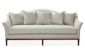 Many people consider reupholstering in hopes of saving some money to get that perfect farmhouse look. One Kings Lane Eloise Camelback Sofa Sea Glass Linen One Kings Lane