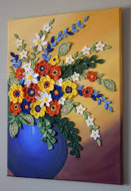 Vase Of Flowers Floral Painting Mixed Media Artwork Gift Art Canvas Acrylic Painting In 2020 Crochet Wall Art Floral Painting Flower Art Painting