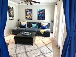 Ikea Kivik Chaise Couch Hillared Dark Blue Movie Room Sofa Makeover Couch With Chaise Room