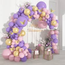 Buy Butterfly Balloon Garland 140 Pcs Topllon Pink Purple Balloon Arch Kit Baby Shower Decorations For Girl With 12 Pcs Butterfly Stickers Pink Lavender Gold Balloon For Girl Birthday Party Online In