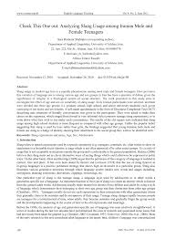 The flour's dried and powdered form is called masa harina. Pdf Check This One Out Analyzing Slang Usage Among Iranian Male And Female Teenagers