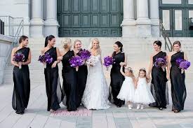 This Is So Perfect And I Love The Textured Bouquets Black Bridesmaid Dresses Purple Bridesmaid Dresses Bridesmaid