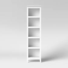 A stylish shelf, particleboard with oak look finish, and strong white steel legs and frame. 72 Carson Narrow 5 Shelf Bookcase White Threshold Target