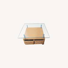 Many of our coffee tables, console tables and side tables have a shelf on which you can store your magazines in order to free the tabletop. Ikea Beech Glass Top Coffee Table 2 End Tables Aptdeco