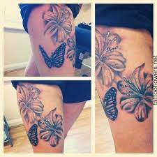 Hibiscus Thigh Tattoo Butterfly Thigh Tattoo Thigh Tattoo Tattoos