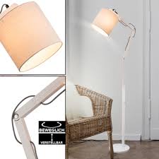 Stehlampe Gelenke Verstellbar Holz Textil H 172 Cm Mattis