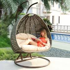 Outdoor Wicker Egg Chair Patio Hanging Chair Rattan Porch Swing Chair W Stand Ebay Swing Chair Outdoor Porch Swing Chair Swinging Chair