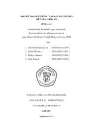 Halaman pertama, format dan isinya sama dengan halaman sampul. Makalah Universitas Brawijaya
