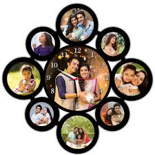 Ships ready to hang with mounting hardware. Buy Or Send Personalized 9 Pic Collage Frame With Round Wall Clock Online Regalocasila