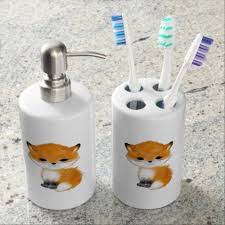 Fox Toothbrush Holder And Soap Dispenser Set Zazzle Com Kid Bathroom Decor Toothbrush Holder Brushing Teeth
