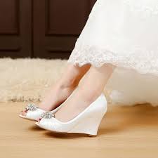 Satin Bridal Shoes Wedding Shoes Bridal Shoes Wedge Shoes Medium Heel Peep Toe Wedge Shoes Dress S Wedge Wedding Shoes Silver Wedding Shoes Satin Wedding Shoes