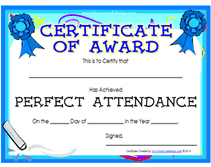Certificate of recognition template certificate format gift certificate template perfect attendance certificate graduation templates classroom rules classroom resources. Printable Perfect Attendance Awards School Certificates Templates