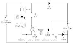 If the assembled board is connect the circuit to the output of the power supply observing polarity.output of the circuit is used to power the circuit board under test. Short Circuit Indicator Circuit Diagram