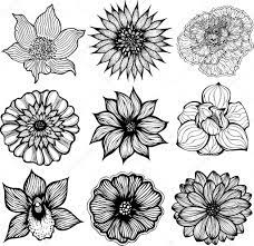 44 hand drawn flowers clipart, flower element, flower silhouettes, png, eps, ai, vector,clip art, for big set of hand drawn flowers includes: Download Royalty Free Set Of 9 Different Hand Drawn Flowers Black And White Isolated Vector Illustration S Flower Drawing How To Draw Hands Hand Drawn Flowers