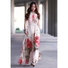 Bohemian Style Halter Neck Large Floral Print Chiffon Maxi Dress Chiffon Dress Long Chiffon Evening Dresses Floral Dresses Long
